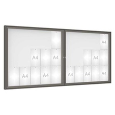 Venkovní vitrína model 1000 dojkrídla, 30 x A4, plexi, šedá PRO