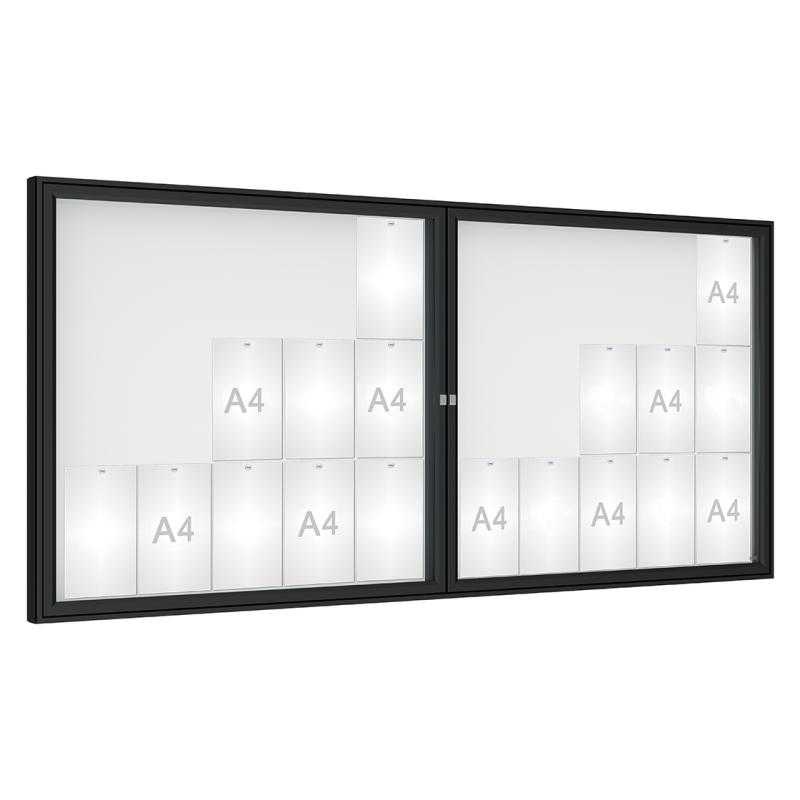 Venkovní vitrína model 1000 dojkrídla, 30 x A4, plexi, čierna