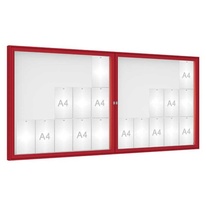 Venkovní vitrína model 1000 dojkrídla, 30 x A4, plexi, červená