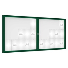 Venkovní vitrína model 1000 dojkrídla, 30 x A4, plexi, zelená