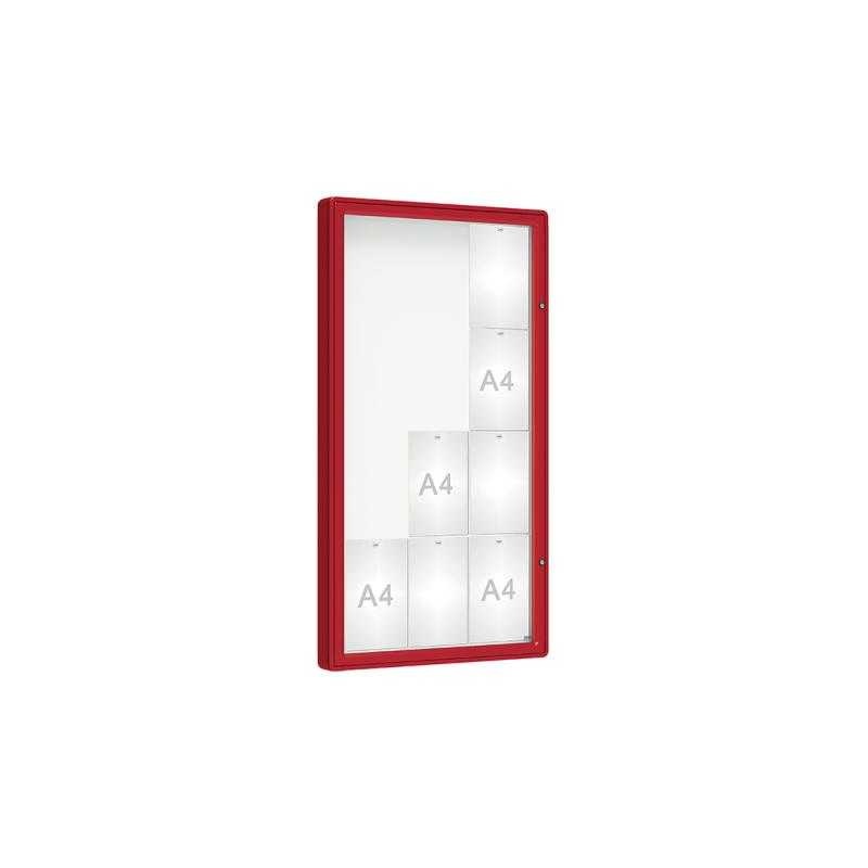 Venkovní vitrína model 2000, 12 x A4, plexi, červená