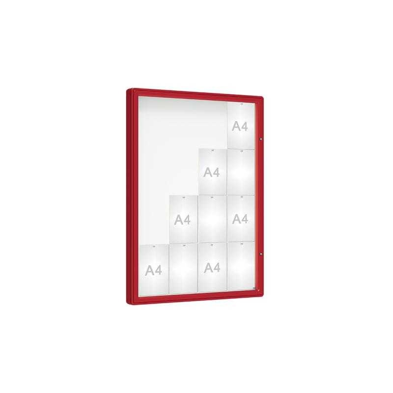 Venkovní vitrína model 2000, 16 x A4, plexi, červená