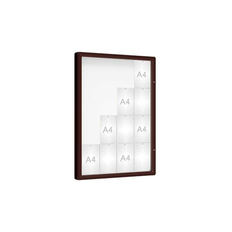 Venkovní vitrína model 2000, 16 x A4, plexi, hnedá