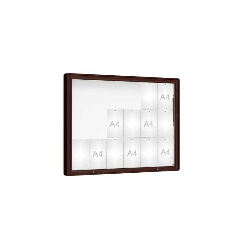 Venkovní vitrína model 2000, 18 x A4, plexi, hnedá