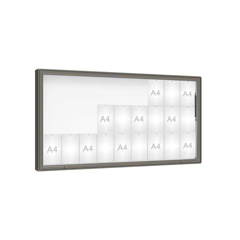 Venkovní vitrína model 2000, 27 x A4, plexi, šedá PRO