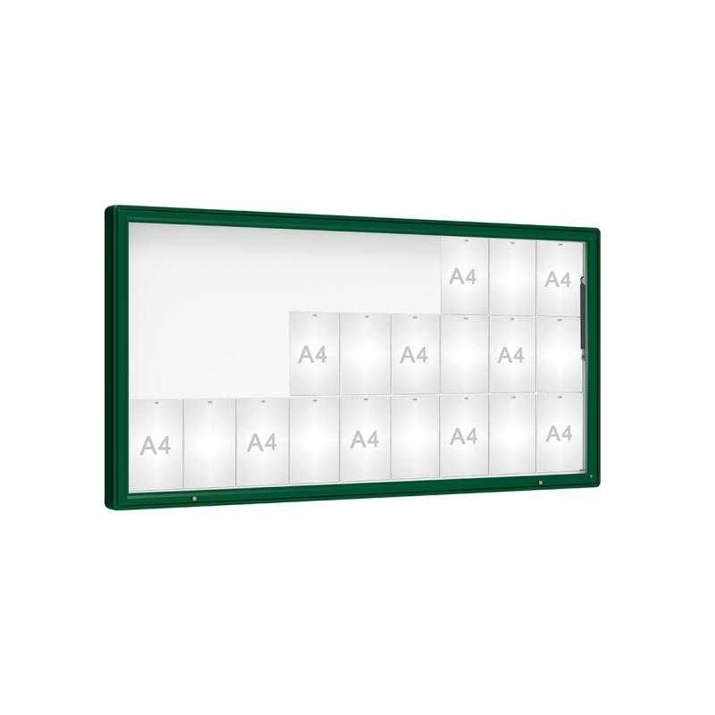 Venkovní vitrína model 2000, 27 x A4, plexi, zelená