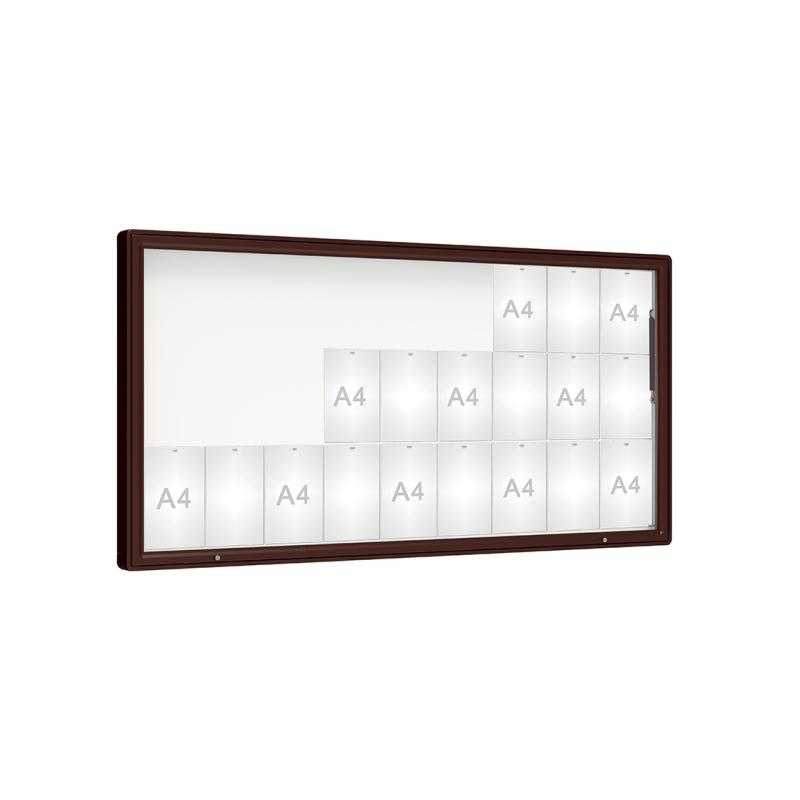 Venkovní vitrína model 2000, 27 x A4, plexi, hnedá