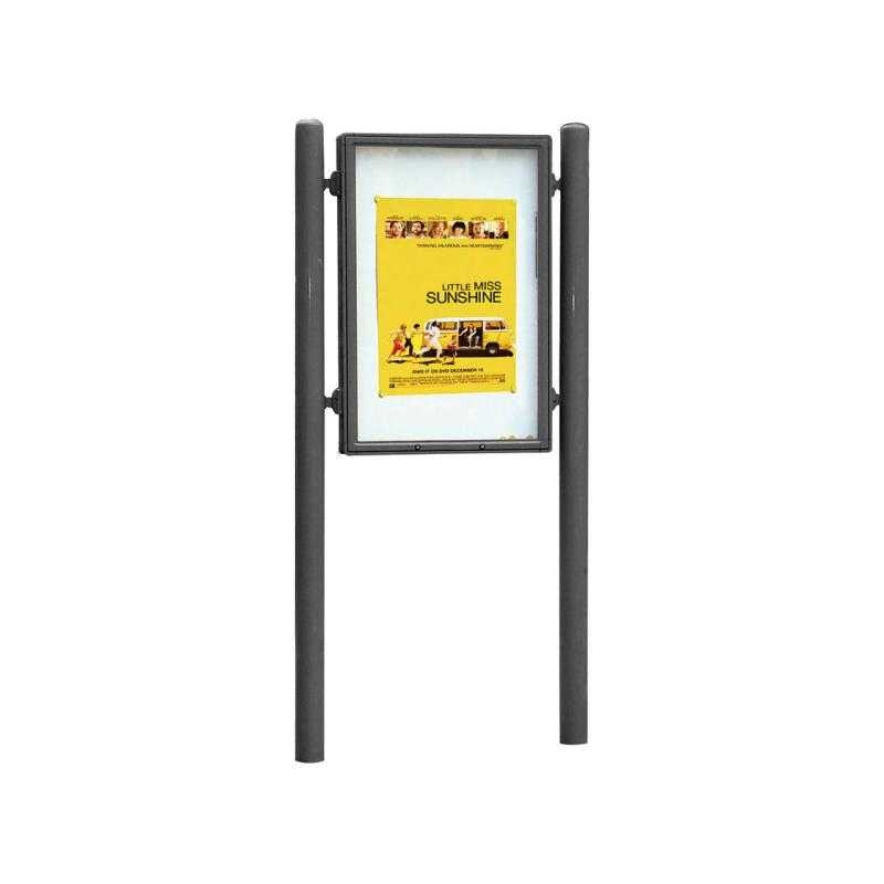 Jednostranná vitrína Carrefour 1255x900 mm, vrátane stĺpikov, šedá PRO