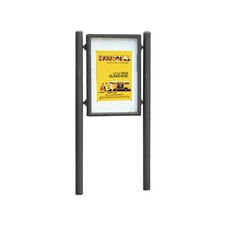 Jednostranná vitrína Carrefour 1255x900 mm, vrátane stĺpikov, šedá PRO