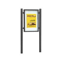 Jednostranná vitrína Carrefour 1255x900 mm, vrátane stĺpikov, šedá PRO
