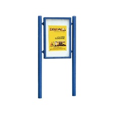 Jednostranná vitrína Carrefour 1255x900 mm, vrátane stĺpikov, modrá