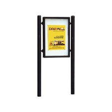 Jednostranná vitrína Carrefour 1255x900 mm, vrátane stĺpikov, čierna