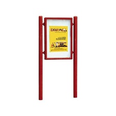 Jednostranná vitrína Carrefour 1255x900 mm, vrátane stĺpikov, červená
