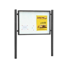 Jednostranná vitrína Carrefour 1255x1700 mm, vrátane stĺpikov, šedá PRO