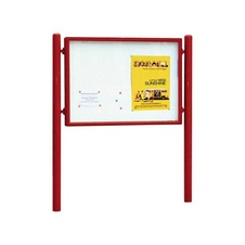 Jednostranná vitrína Carrefour 1255x1700 mm, vrátane stĺpikov, červená