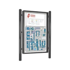 Jednostranná vitrína Carrefour 1860x1310 mm, vrátane stĺpikov, šedá PRO