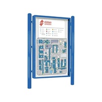Jednostranná vitrína Carrefour 1860x1310 mm, vrátane stĺpikov, modrá