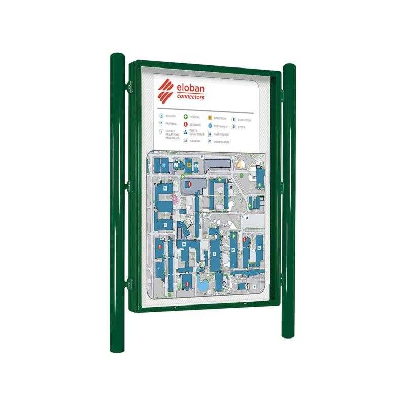 Jednostranná vitrína Carrefour 1860x1310 mm, vrátane stĺpikov, zelená