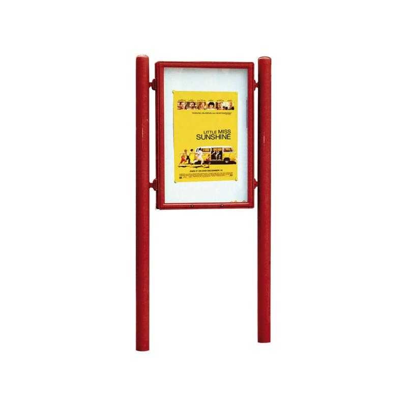Obojstranná vitrína Carrefour 1255x900 mm, vrátane stĺpikov, červená