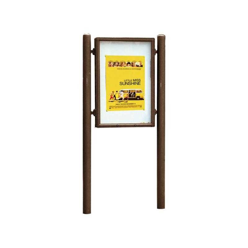 Obojstranná vitrína Carrefour 1255x900 mm, vrátane stĺpikov, hnedá