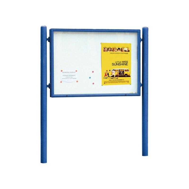 Obojstranná vitrína Carrefour 1255x1700 mm, vrátane stĺpikov, modrá