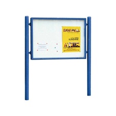 Obojstranná vitrína Carrefour 1255x1700 mm, vrátane stĺpikov, modrá