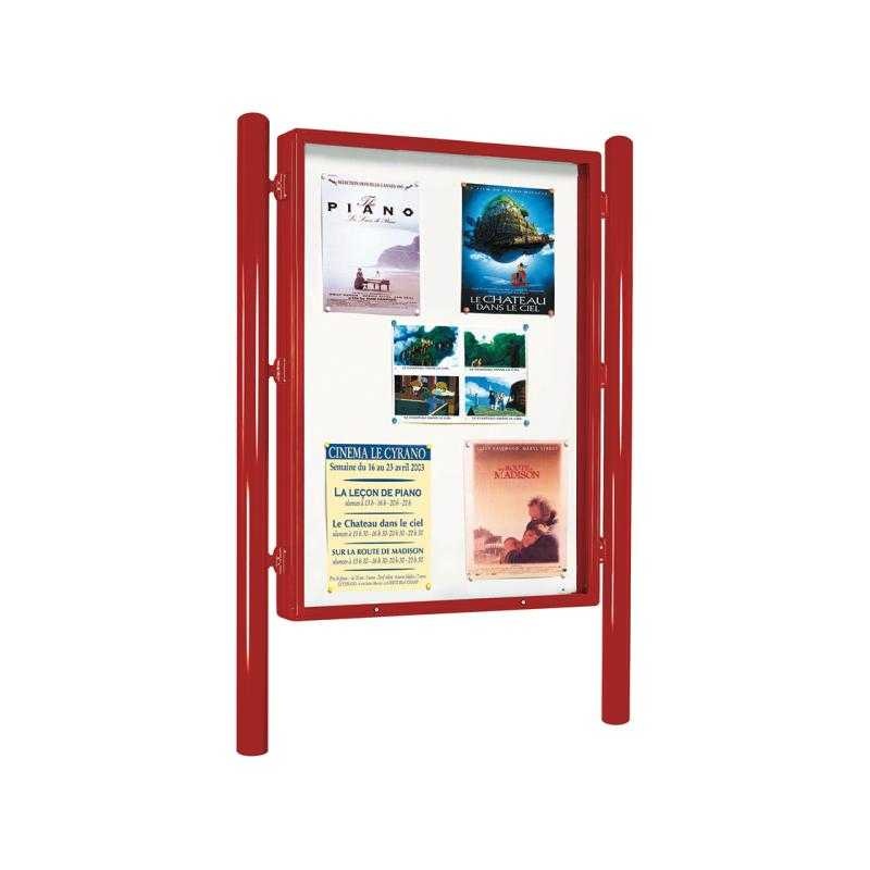 Obojstranná vitrína Carrefour 1700x1255 mm, vrátane stĺpikov, červená