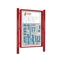 Obojstranná vitrína Carrefour 1860x1310 mm, vrátane stĺpikov, červená