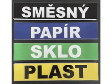 Vonkajší odpadkový kôš Square 1 so strieškou, s polepem - 1