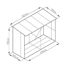 Prístrešok na drevo G21 WOH 682 - 302x119 cm, hnedý - 4