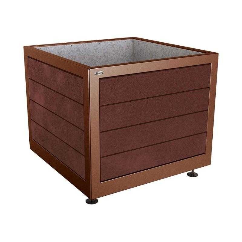 Kvetináč Silaos 100x100x80 cm, kov a recyklát, bez vložky, Corten