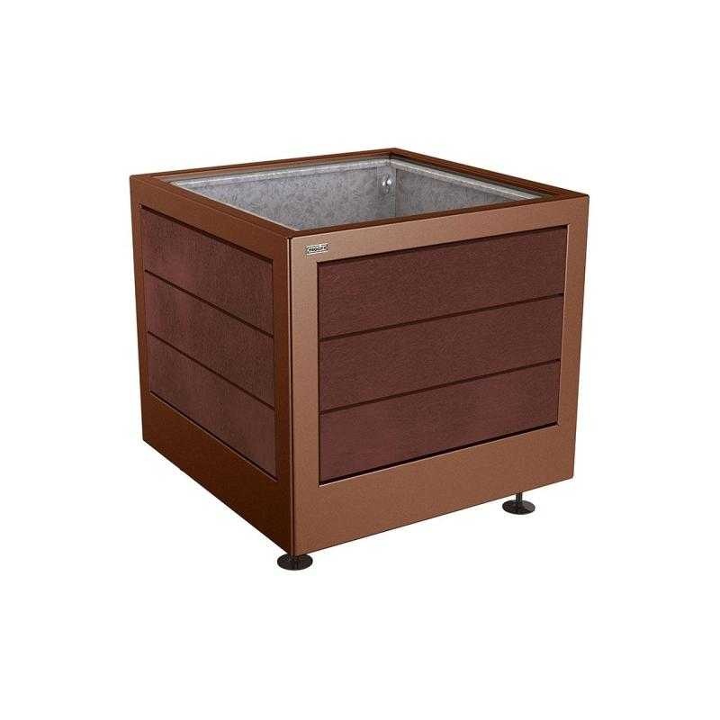 Kvetináč Silaos 80x80x70 cm, kov a recyklát, s vložkou, Corten