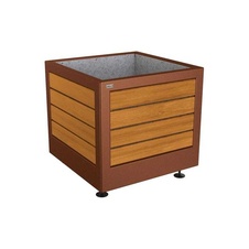 Kvetináč Silaos 80x80x70 cm, kov a svetlý dub, bez vložky, Corten