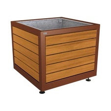 Kvetináč Silaos 100x100x80 cm, kov a svetlý dub, s vložkou, Corten