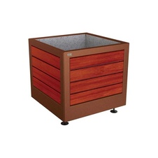 Kvetináč Silaos 80x80x70 cm, kov a mahagon, bez vložky, Corten