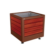 Kvetináč Silaos 80x80x70 cm, kov a mahagon, s vložkou, Corten