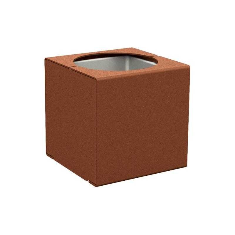 Kvetináč Kub 45x45x45 cm, celokov, s vložkou, Corten