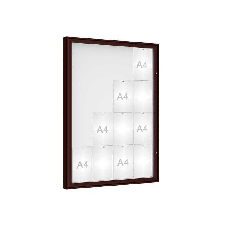 Venkovní vitrína model 1000, 16 x A4, plexi, hnedá