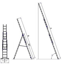 Rebrík G21 trojdielny 5,9 m, 3x9 priečok - 5