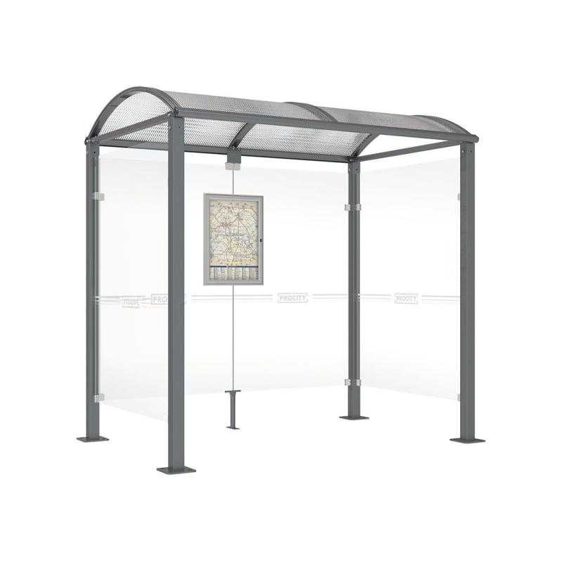 AKCIA - Autobusová zastávka klenutá s dvoma bočnicami 2500 mm, šedá PRO