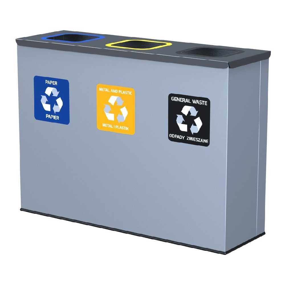 Zostava košov na triedený odpad Eko Station 3x60l, šedá