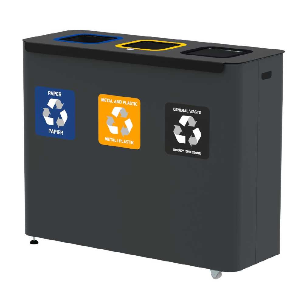 Zostava košov na triedený odpad Eko Star Station 3x60l, antracit
