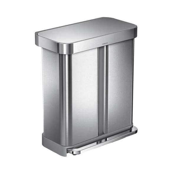 Pedálový odpadkový kôš Simplehuman na triedený odpad 58l, matný nerez