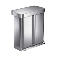 Pedálový odpadkový kôš Simplehuman na triedený odpad 58l, matný nerez