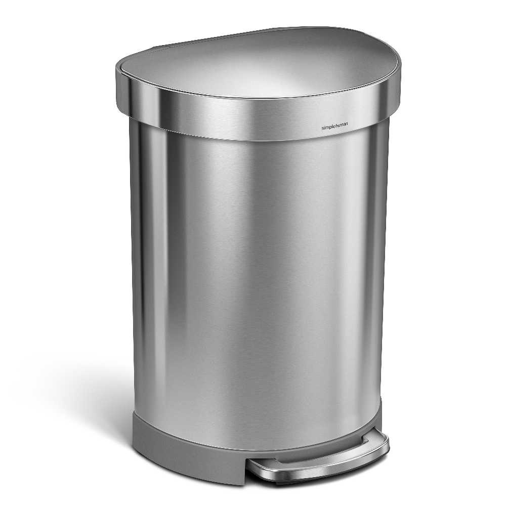 Pedálový polguľatý odpadkový kôš Simplehuman 60l, matný nerez