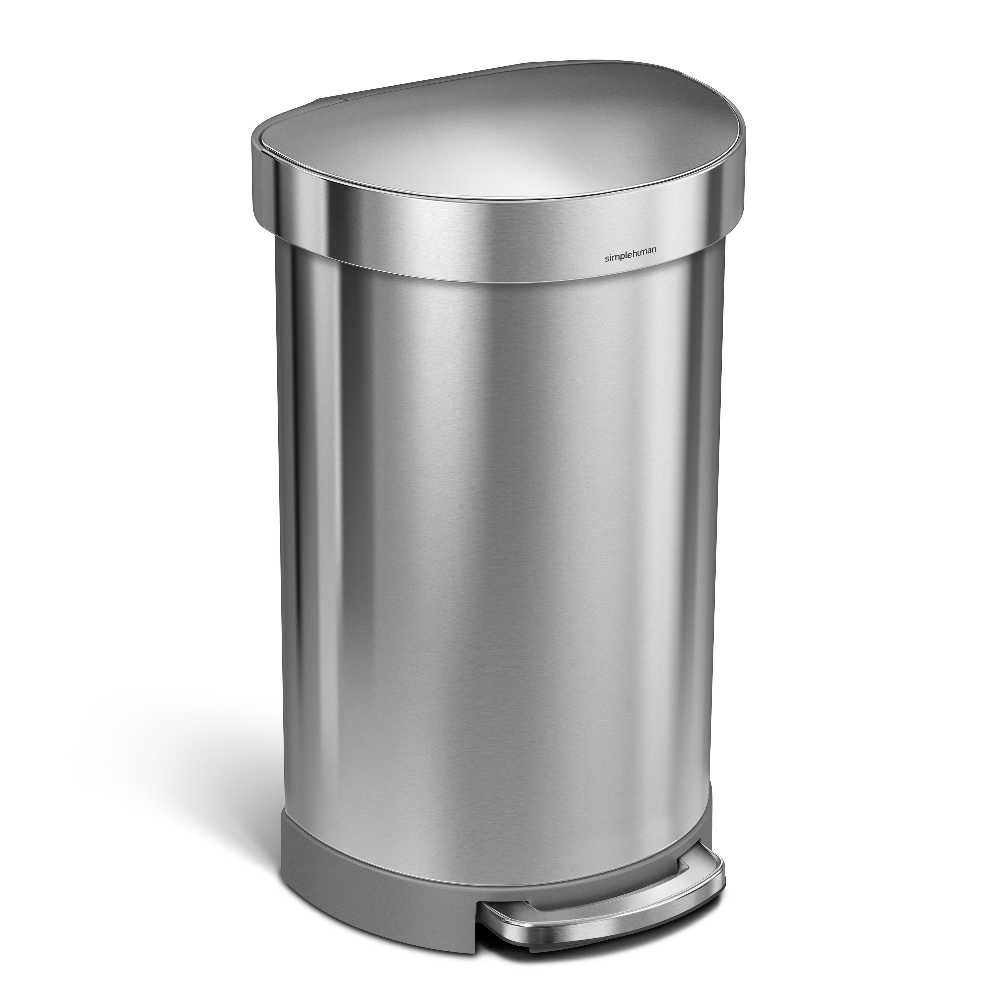 Bezdotykový polguľatý odpadkový kôš Simplehuman 45l, matný nerez