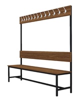 Šatníková lavica s 8 vešiakmi kov-lamino, dĺžka 1200 mm, čierna - orech