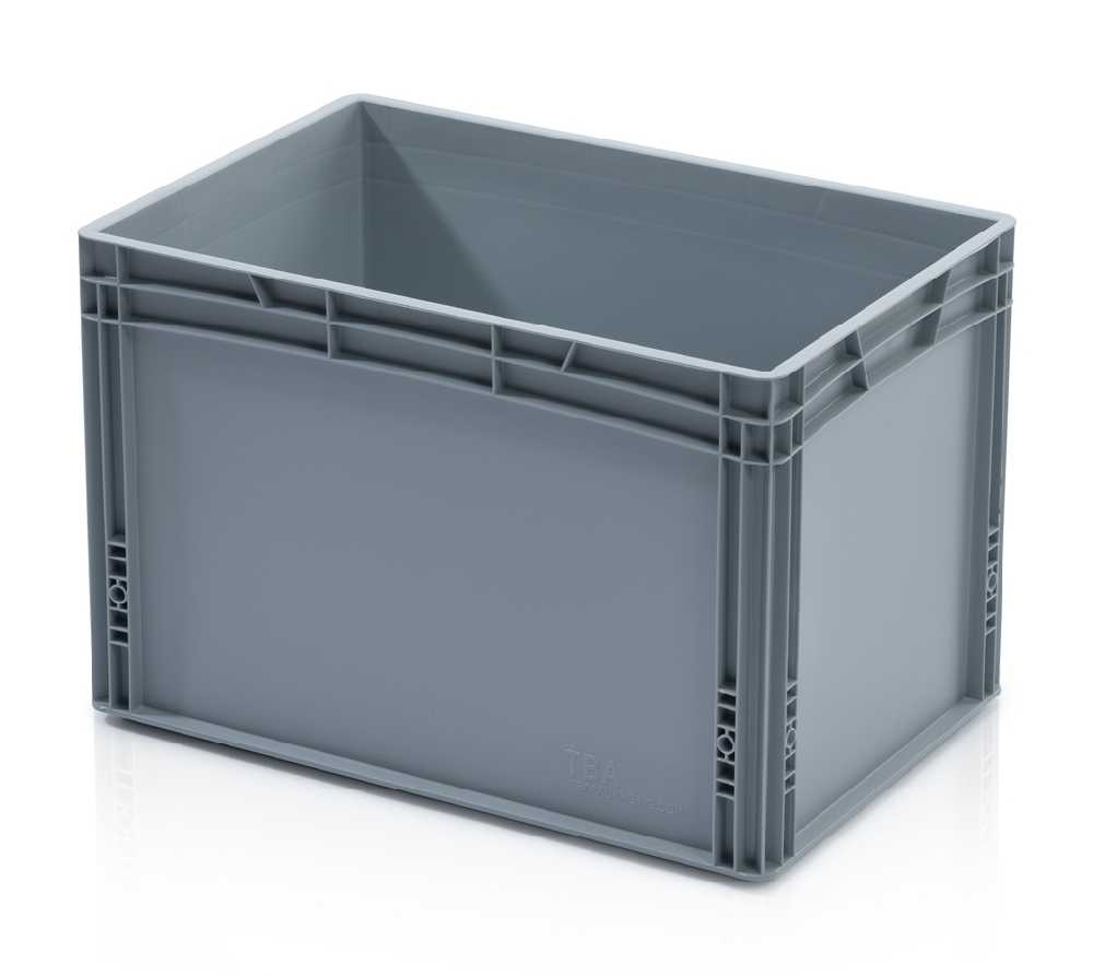 Plastová Euro prepravka so zosilneným dnom 600x400x400 mm, plný úchyt