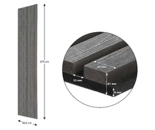 Akustický panel G21, 270x60, 5x2,1 cm, tmavo šedý dub - 8