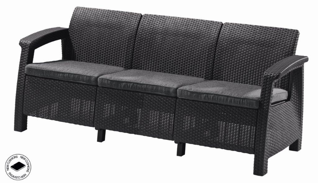 Záhradná 3-miestna pohovka Keter Corfu love seat, grafit